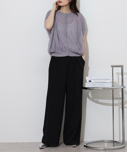 Anna Nicola(アンナニコラ)の「Anna Nicola チュールドッキングシアーニットベストカーディガン(カーディガン/ボレロ・レディース・ブラック/グレー/オフホワイト・38)」の15枚目の写真