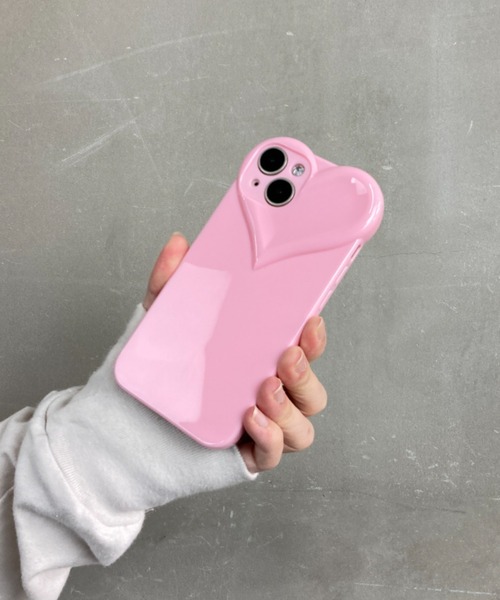 セール】ぷっくり 立体ハートデザイン / ソフトスマホカバー iPhone