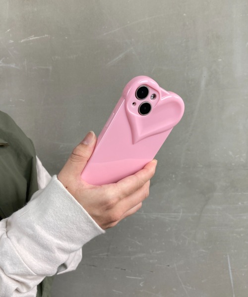 セール】ぷっくり 立体ハートデザイン / ソフトスマホカバー iPhone