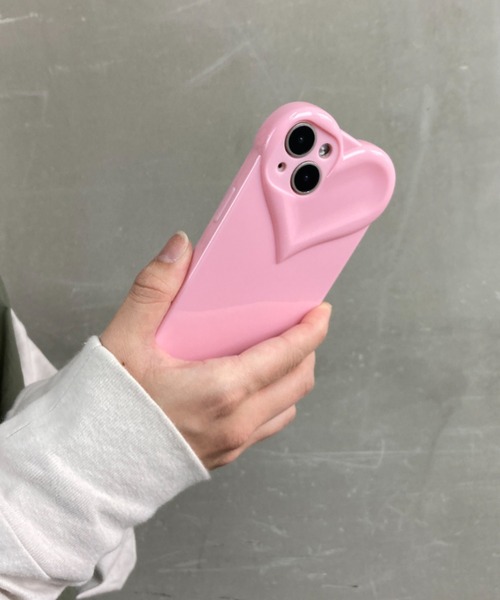 ピンク iPhone用ケース❤️ セール】ぷっくり 立体ハートデザイン / ソフトスマホカバー iPhone