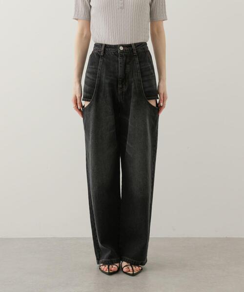 SENSE OF PLACE by URBAN RESEARCH（センスオブプレイスバイアーバンリサーチ）の「サイドカットアウトデニム（その他パンツ・レディース・ブラック/インディゴブルー・SMALL/MEDIUM）」の16枚目の写真