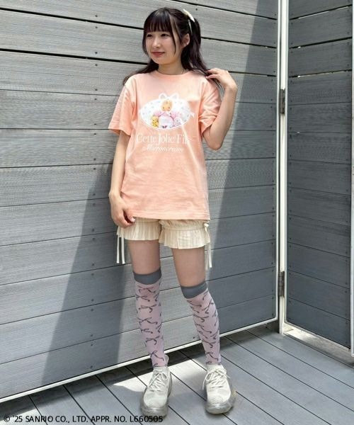 Candy Stripper（キャンディストリッパー）の「【MARRONCREAM】CETTE JOLIE FILLE Tシャツ（Tシャツ/カットソー・レディース・サーモンピンク/ライトベージュ・FREE）」の12枚目の写真