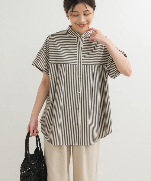 URBAN RESEARCH DOORS(アーバンリサーチドアーズ)の「ストライプロールアップタックシャツ(シャツ/ブラウス・レディース・ブラック/ブルー・MEDIUM)」の4枚目の写真