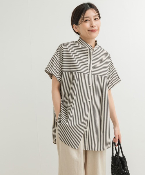 URBAN RESEARCH DOORS(アーバンリサーチドアーズ)の「ストライプロールアップタックシャツ(シャツ/ブラウス・レディース・ブラック/ブルー・MEDIUM)」の7枚目の写真