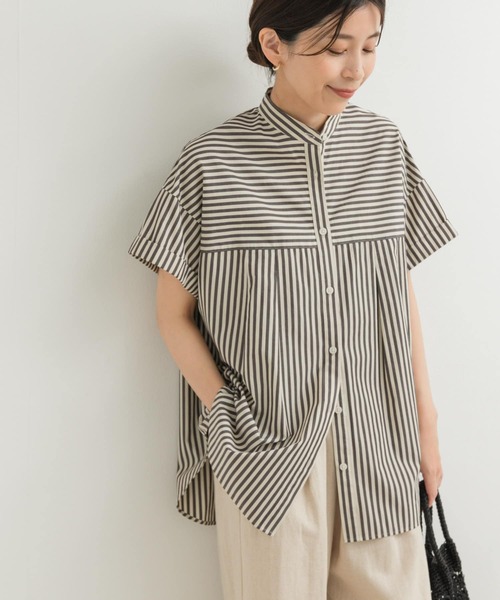 URBAN RESEARCH DOORS(アーバンリサーチドアーズ)の「ストライプロールアップタックシャツ(シャツ/ブラウス・レディース・ブラック/ブルー・MEDIUM)」の8枚目の写真