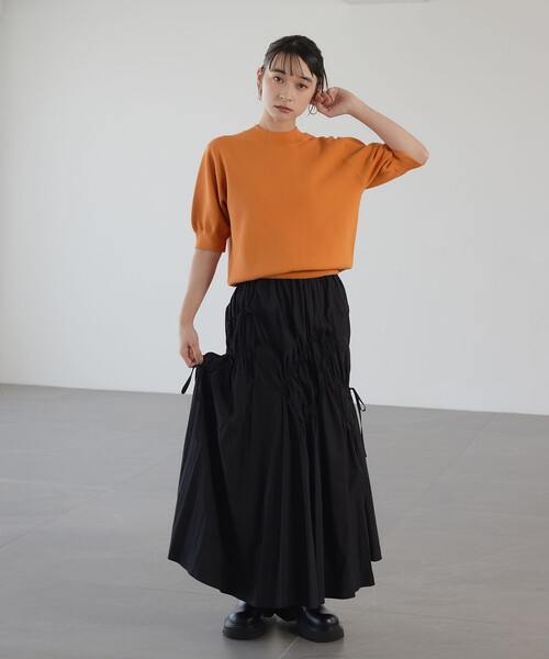 EMMEL REFINES（エメルリファインズ）の「＜EMMEL REFINES＞EM ミラノリブ パフスリーブ ニットプルオーバー（ニット/セーター・レディース・ブラウン/レッド/オレンジ・FREE）」の8枚目の写真