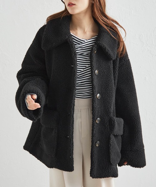 RANAN（ラナン）の「ステンカラーボアミドルコート（その他アウター・レディース・ブラック/アイボリー・LL/L/M）」の9枚目の写真