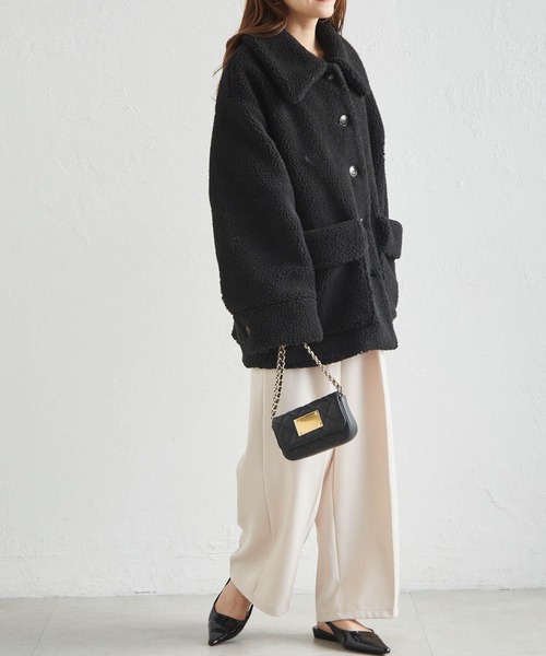 RANAN（ラナン）の「ステンカラーボアミドルコート（その他アウター・レディース・ブラック/アイボリー・LL/L/M）」の12枚目の写真