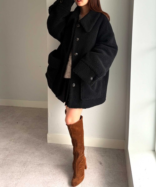 RANAN（ラナン）の「ステンカラーボアミドルコート（その他アウター・レディース・ブラック/アイボリー・LL/L/M）」の21枚目の写真