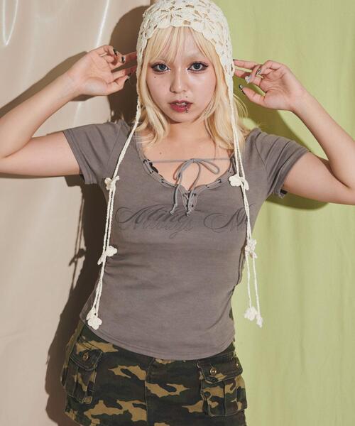 dispark(ディスパーク)の「DISPARK/サイドギャザーハトメストリングT(Tシャツ/カットソー・レディース・ブラウン/ベージュ・FREE)」の5枚目の写真