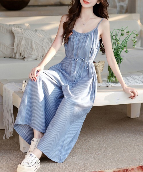 サロペット・オーバーオール・オールインワン Eaphi 2024ss linen like fringe salopette セール】【GISELe 4月号掲載】atelier SOMETHING LACE UP