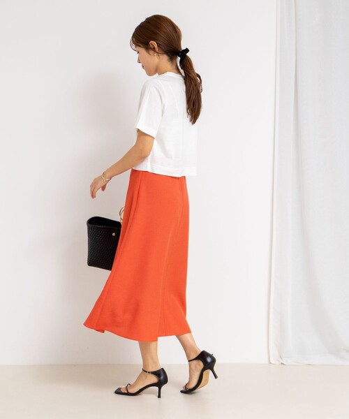 NOLLEY’S Sophi（ノーリーズソフィ）の「ウォッシャブル麻調フレアスカート（スカート・レディース・オレンジ/チャコールグレー/グレイッシュベージュ・38/36）」の4枚目の写真