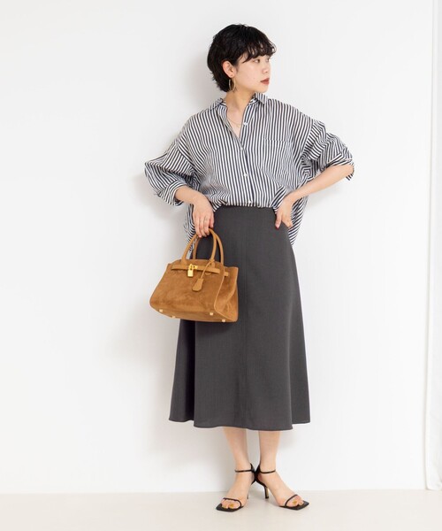 NOLLEY’S Sophi（ノーリーズソフィ）の「ウォッシャブル麻調フレアスカート（スカート・レディース・オレンジ/チャコールグレー/グレイッシュベージュ・38/36）」の14枚目の写真