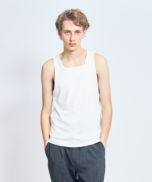 ABAHOUSE（アバハウス）の「【スクエアネック】ストレッチ テレコ タンクトップ（タンクトップ・メンズ・ホワイト/ブラック/チャコールグレー/ブルー・46/48）」の2枚目の写真