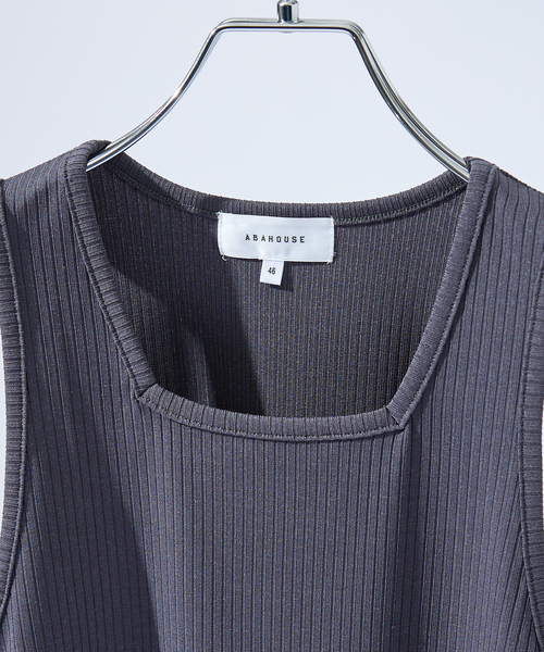 ABAHOUSE（アバハウス）の「【スクエアネック】ストレッチ テレコ タンクトップ（タンクトップ・メンズ・ホワイト/ブラック/チャコールグレー/ブルー・46/48）」の9枚目の写真
