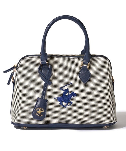 BEVERLY HILLS POLO CLUB（ビバリーヒルズポロクラブ）の「【Beverly Hills Polo Club/ビバリーヒルズポロクラブ】ポニーロゴ刺繍 エルガリー生地ハンドバッグ（ショルダーストラップ付）（ハンドバッグ・レディース・ネイビー/ブラウン/ブラック・FREE）」の9枚目の写真