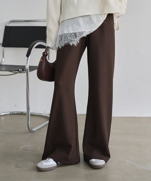 KOBE LETTUCE（コウベレタス）の「[ 選べる4サイズ ] 錯覚美脚ストレッチワイドパンツ（その他パンツ・レディース・アイボリー/ブラック/キャメル/チェリーレッド/チャコール/ブラウン/グレー・L/M/TM/PM/M-Short）」の5枚目の写真