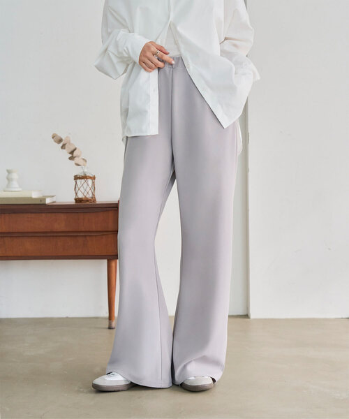 KOBE LETTUCE（コウベレタス）の「[ 選べる4サイズ ] 錯覚美脚ストレッチワイドパンツ（その他パンツ・レディース・アイボリー/ブラック/キャメル/チェリーレッド/チャコール/ブラウン/グレー・L/M/TM/PM/M-Short）」の4枚目の写真