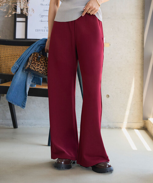 KOBE LETTUCE（コウベレタス）の「[ 選べる4サイズ ] 錯覚美脚ストレッチワイドパンツ（その他パンツ・レディース・アイボリー/ブラック/キャメル/チェリーレッド/チャコール/ブラウン/グレー・L/M/TM/PM/M-Short）」の7枚目の写真