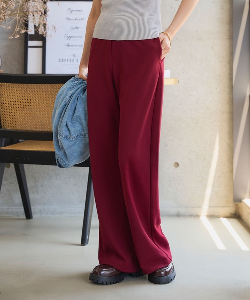 Véritécœur 赤 ワイドパンツ UNFILO TORO TORO イージー ワイドパンツ （花柄赤） -ファッション