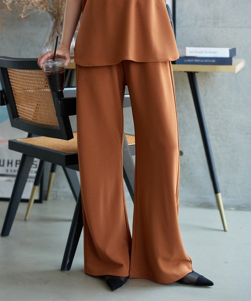 KOBE LETTUCE（コウベレタス）の「[ 選べる4サイズ ] 錯覚美脚ストレッチワイドパンツ（その他パンツ・レディース・アイボリー/ブラック/キャメル/チェリーレッド/チャコール/ブラウン/グレー・L/M/TM/PM/M-Short）」の14枚目の写真