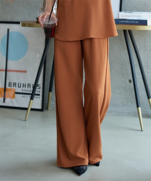 KOBE LETTUCE（コウベレタス）の「[ 選べる4サイズ ] 錯覚美脚ストレッチワイドパンツ（その他パンツ・レディース・アイボリー/ブラック/キャメル/チェリーレッド/チャコール/ブラウン/グレー・L/M/TM/PM/M-Short）」の13枚目の写真