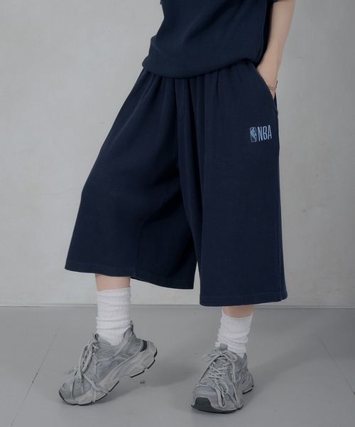 Perushu（ペルーシュ）の「Perushu／NBA ワッフルワイドショーツ（スウェットパンツ・メンズ・ボルドー/ブラウン/ブラック/ネイビー・MEDIUM/LARGE）」の3枚目の写真