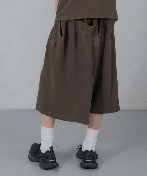 Perushu（ペルーシュ）の「Perushu／NBA ワッフルワイドショーツ（スウェットパンツ・メンズ・ボルドー/ブラウン/ブラック/ネイビー・MEDIUM/LARGE）」の2枚目の写真