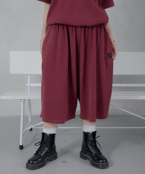 Perushu（ペルーシュ）の「Perushu／NBA ワッフルワイドショーツ（スウェットパンツ・メンズ・ボルドー/ブラウン/ブラック/ネイビー・MEDIUM/LARGE）」の10枚目の写真