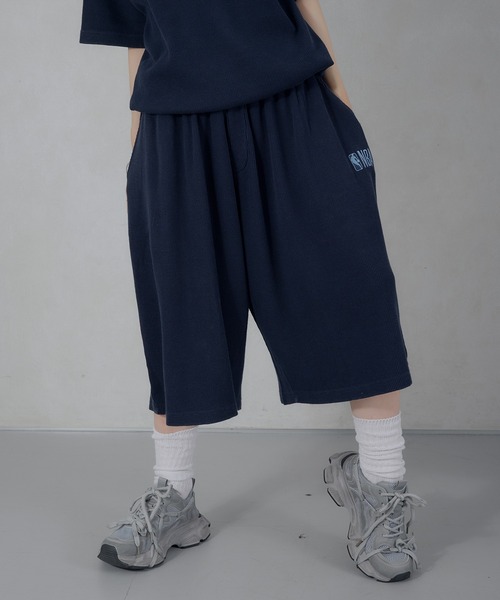 Perushu（ペルーシュ）の「Perushu／NBA ワッフルワイドショーツ（スウェットパンツ・メンズ・ボルドー/ブラウン/ブラック/ネイビー・MEDIUM/LARGE）」の6枚目の写真