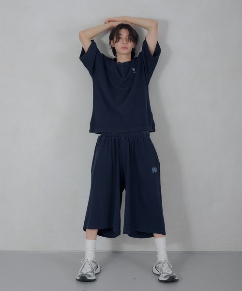 Perushu（ペルーシュ）の「Perushu／NBA ワッフルワイドショーツ（スウェットパンツ・メンズ・ボルドー/ブラウン/ブラック/ネイビー・MEDIUM/LARGE）」の7枚目の写真