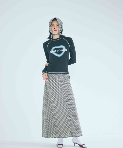 SEA（シー）の「クラシックチェック バイアス フレアマキシスカート（スカート・レディース・ベージュ・0/1）」の2枚目の写真