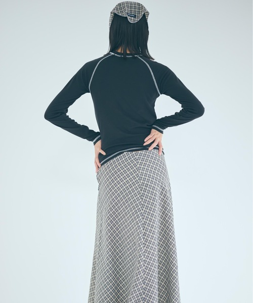 SEA（シー）の「クラシックチェック バイアス フレアマキシスカート（スカート・レディース・ベージュ・0/1）」の4枚目の写真