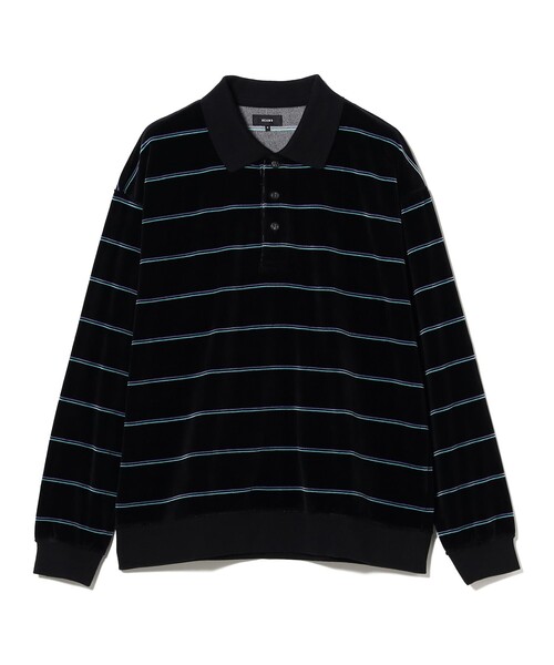 BEAMS（ビームス）の「ワイドフィット ベロア ボーダー ポロシャツ（ポロシャツ・メンズ・バーガンディー/ブラック・XL/L/M/S）」の6枚目の写真