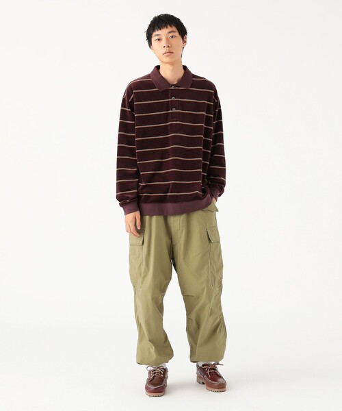 BEAMS（ビームス）の「ワイドフィット ベロア ボーダー ポロシャツ（ポロシャツ・メンズ・バーガンディー/ブラック・XL/L/M/S）」の11枚目の写真
