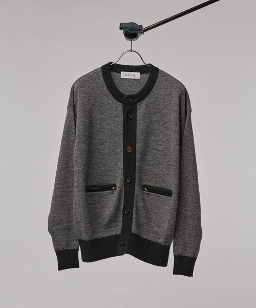 CULLNI　クルニ　白　クルーネック　シャツジャケット　カーディガン　金ボタン CULLNI/クルニ】クルーネックカーディガン（カーディガン/ボレロ