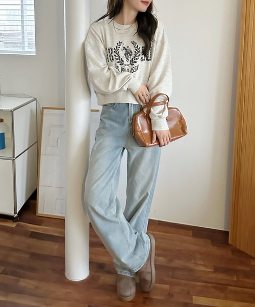 U.S. POLO ASSN.(ユーエスポロアッスン)の「【Ada.別注 U.S. POLO ASSN】カレッジロゴ スタッズデザイン スウェット(スウェット・レディース・ブラック/カーキ/オートミール・M/L)」の9枚目の写真