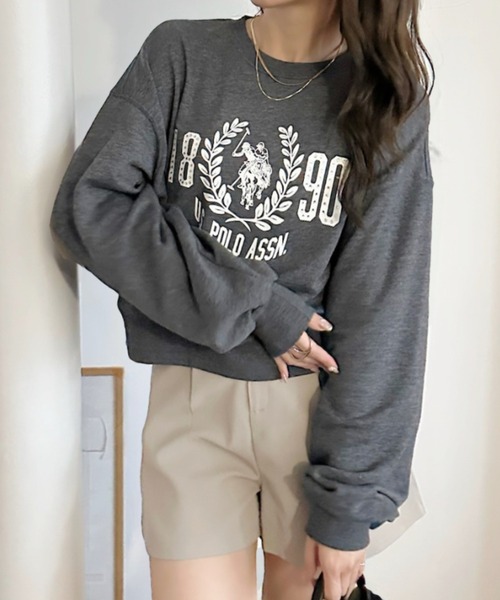 U.S. POLO ASSN.(ユーエスポロアッスン)の「【Ada.別注 U.S. POLO ASSN】カレッジロゴ スタッズデザイン スウェット(スウェット・レディース・ブラック/カーキ/オートミール・M/L)」の11枚目の写真