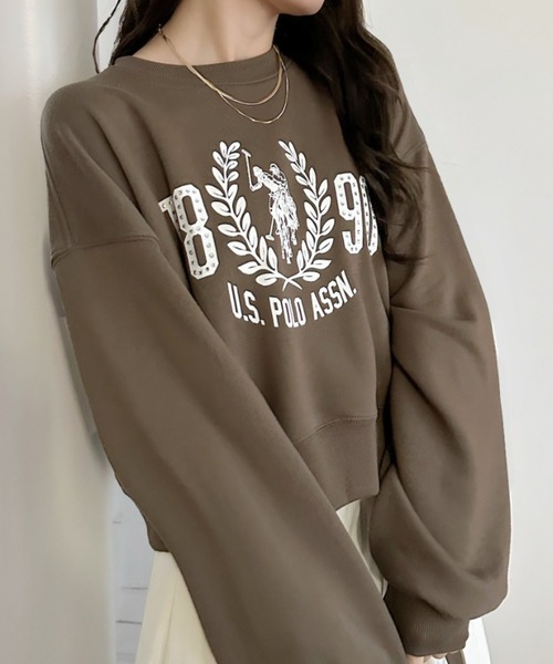 U.S. POLO ASSN.(ユーエスポロアッスン)の「【Ada.別注 U.S. POLO ASSN】カレッジロゴ スタッズデザイン スウェット(スウェット・レディース・ブラック/カーキ/オートミール・M/L)」の16枚目の写真
