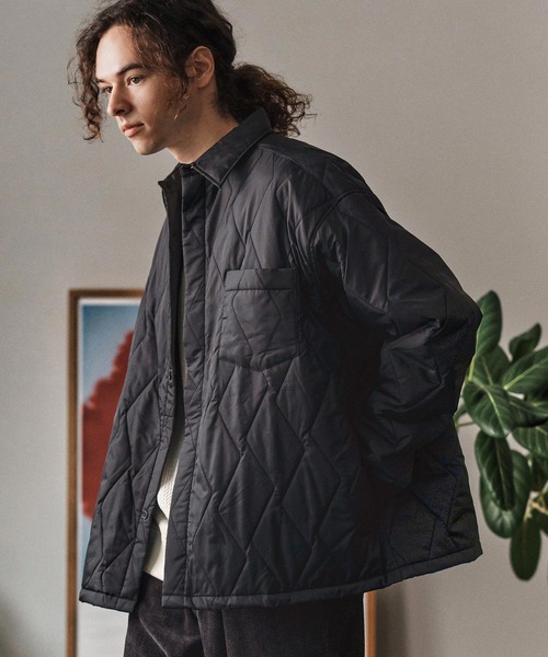 CAMBIO（カンビオ）の「mj10954-Split Wave Quilting Shirts Jacket シャツジャケット(A55225cmb)（その他アウター・メンズ・オリーブ/ブラック・L/M/S）」の2枚目の写真