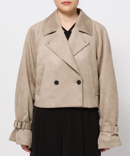 HARE（ハレ）の「スウェードショートトレンチコート(HARE)（トレンチコート・レディース・チャコールグレー/ベージュ/グレー・FREE）」の17枚目の写真