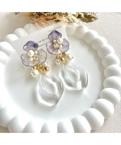 VIBGYOR(ヴィブジョー)の「【S.coeuf】イヤリング ブルーフラワー×しゃらしゃらクリアチャーム(MA)(イヤリング・レディース・ブルー・FREE)」の3枚目の写真
