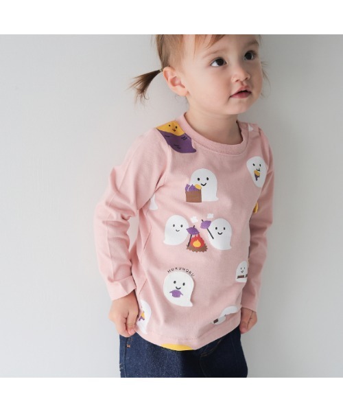 CHEEK ROOM（チークルーム）の「チークルーム おばけの焼きいも　ロングＴシャツ（Tシャツ/カットソー・キッズ・ピンク/ブルー/ブラック・90cm/100cm/110cm/120cm/130cm/80ｃｍ）」の3枚目の写真