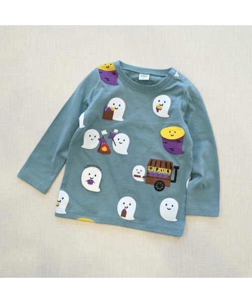 CHEEK ROOM（チークルーム）の「チークルーム おばけの焼きいも　ロングＴシャツ（Tシャツ/カットソー・キッズ・ピンク/ブルー/ブラック・90cm/100cm/110cm/120cm/130cm/80ｃｍ）」の2枚目の写真