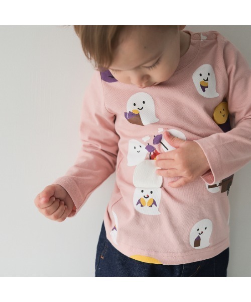 CHEEK ROOM（チークルーム）の「チークルーム おばけの焼きいも　ロングＴシャツ（Tシャツ/カットソー・キッズ・ピンク/ブルー/ブラック・90cm/100cm/110cm/120cm/130cm/80ｃｍ）」の4枚目の写真