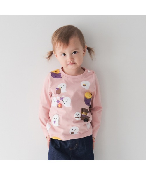 CHEEK ROOM（チークルーム）の「チークルーム おばけの焼きいも　ロングＴシャツ（Tシャツ/カットソー・キッズ・ピンク/ブルー/ブラック・90cm/100cm/110cm/120cm/130cm/80ｃｍ）」の7枚目の写真