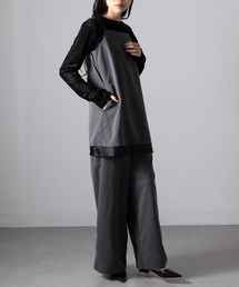 【MAGASIN DE MODE Onjna】T/R/Puツイル×オーガンジー オールインワン セットアップ キャミソール チュニック XNN