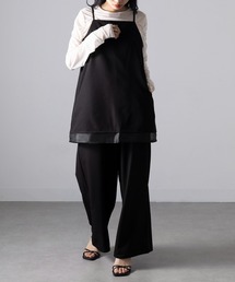 【MAGASIN DE MODE Onjna】T/R/Puツイル×オーガンジー オールインワン セットアップ キャミソール チュニック XNN