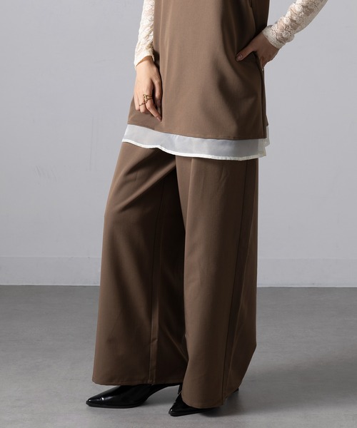 MAGASIN DE MODE Onjna(マガジンデモードオンジェナ )の「【MAGASIN DE MODE Onjna】T/R/Puツイル×オーガンジー オールインワン セットアップ キャミソール チュニック XNN(つなぎ/オールインワン・レディース・チャコールグレー/ブラウン/ブラック・FREE)」の10枚目の写真
