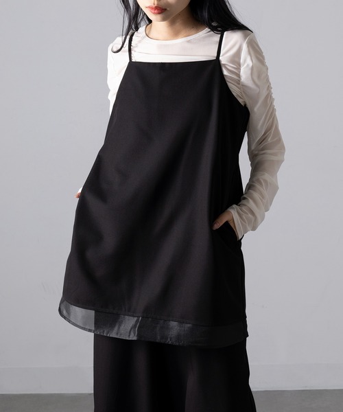 MAGASIN DE MODE Onjna(マガジンデモードオンジェナ )の「【MAGASIN DE MODE Onjna】T/R/Puツイル×オーガンジー オールインワン セットアップ キャミソール チュニック XNN(つなぎ/オールインワン・レディース・チャコールグレー/ブラウン/ブラック・FREE)」の14枚目の写真